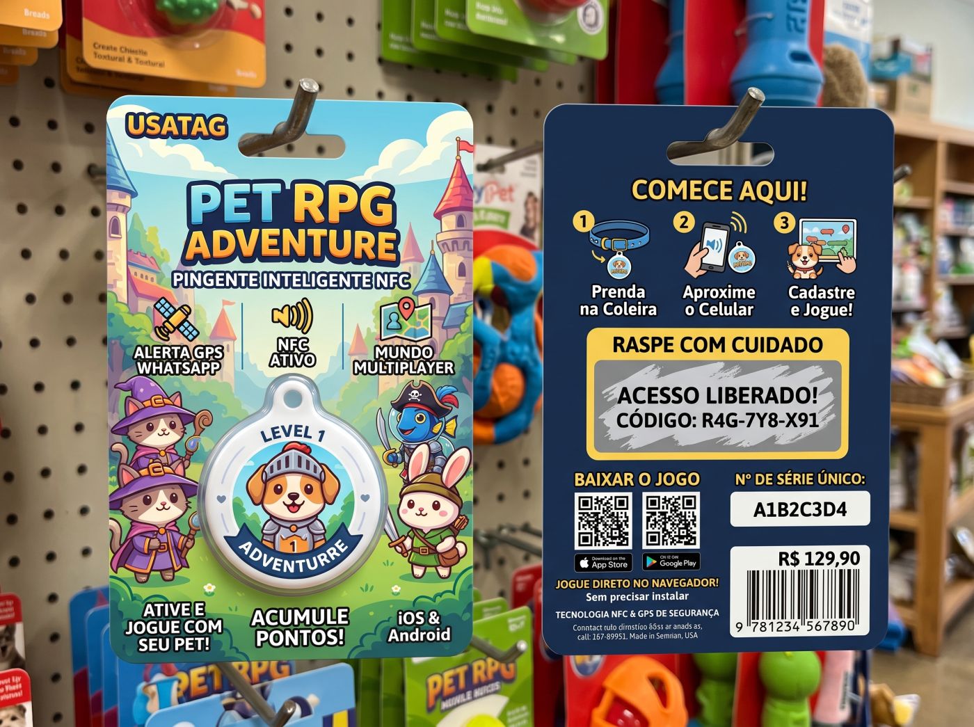 Embalagem do pingente Pet RPG Adventure